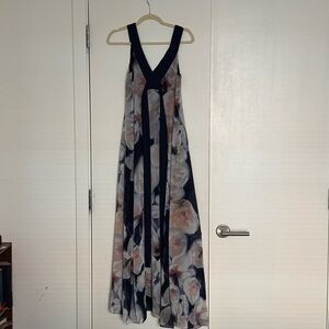 RW&CO. Navy and Floral Maxi Dress